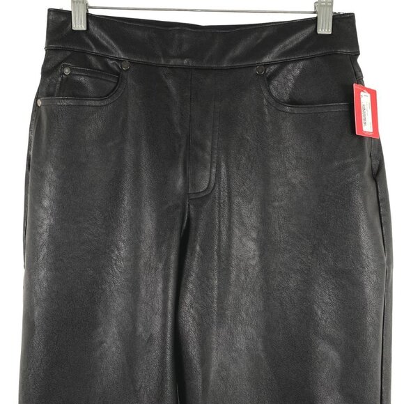 Spanx Leather Like Straight Leg Pants Medium Luxe Black Stretch NWT PT-2080‎ - Picture 3 of 12